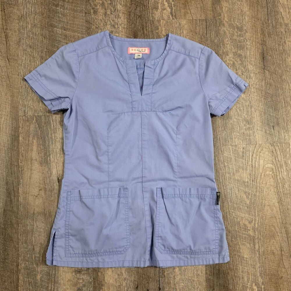 Koi Kathy Peterson Women's Purple Medical Scrub Top Pockets Size XS